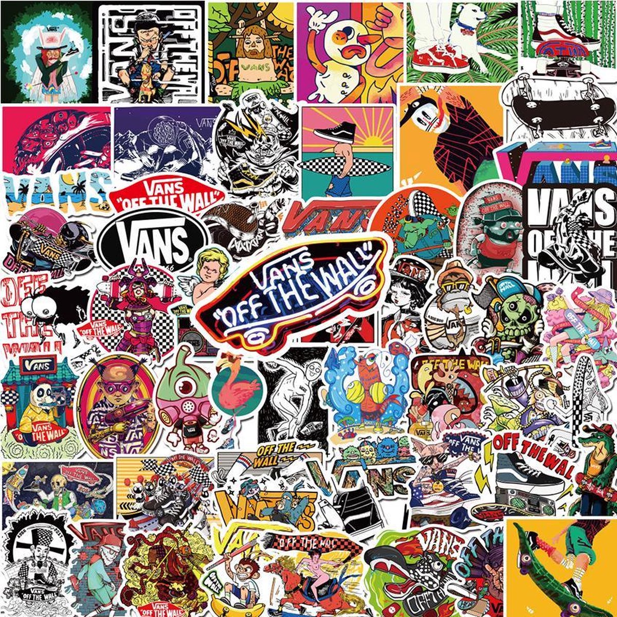 Vans stickers - Mix van 100 laptopstickers/muurstickers/skateboard - Vans schoenen merk - Merkloos