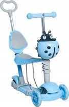 Kinder Step - 5 in 1 - Step met Zitje, Zit Step, Step met Duwstang - Driewieler - Lichtgevende wielen - Blauw