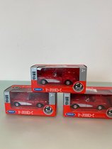 Miniatuur auto: rode sportwagen cabrio - set van 3 stuks (speelgoed- en hobby auto)