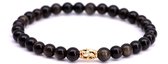 FortunaBeads Premium Gold Sheen Obsidian Kralen Armband Heren – Zwart – Medium 18cm