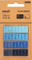 Stick'n Film index tabs clip 45x12 mm, z-note, 4x blauw gekleurde decoratie tabs, 80 vel