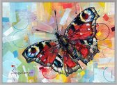 Poster - Vlinder (dagpauwoog) Painting - 51 X 71 Cm - Multicolor