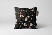 Made on Friday - Kussenhoes Christmas in the village Black 50 x 50 cm - Kendal (Twill 210 gr./m2)