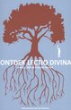 Boek 'Ontdek Lectio Divina' met een oranje boom met wortels en een kleine figuur op lichtblauwe achtergrond.