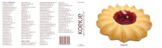 Een koekje met een goudbruine, gekartelde rand en een rode jamvulling in het midden.