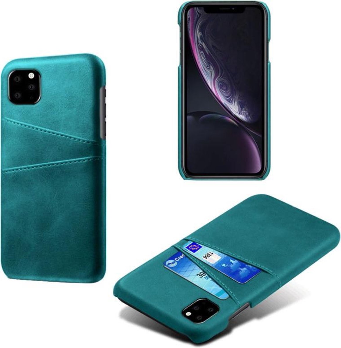 Card Case voor Apple iPhone 12 Mini | PU Leren Back Cover | Luxe Telefoonhoesje | Pasjeshouder | Groen
