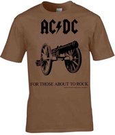 AC/DC Unisex Tshirt -L- FOR THOSE ABOUT TO ROCK (BROWN) Bruin