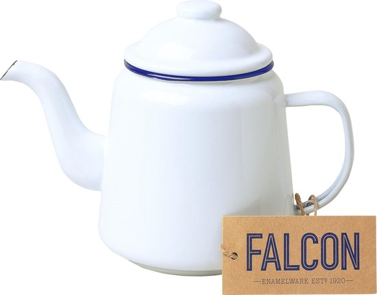 Falcon theepot | 1 liter | wit/blauw | 12 cm hoog | bol