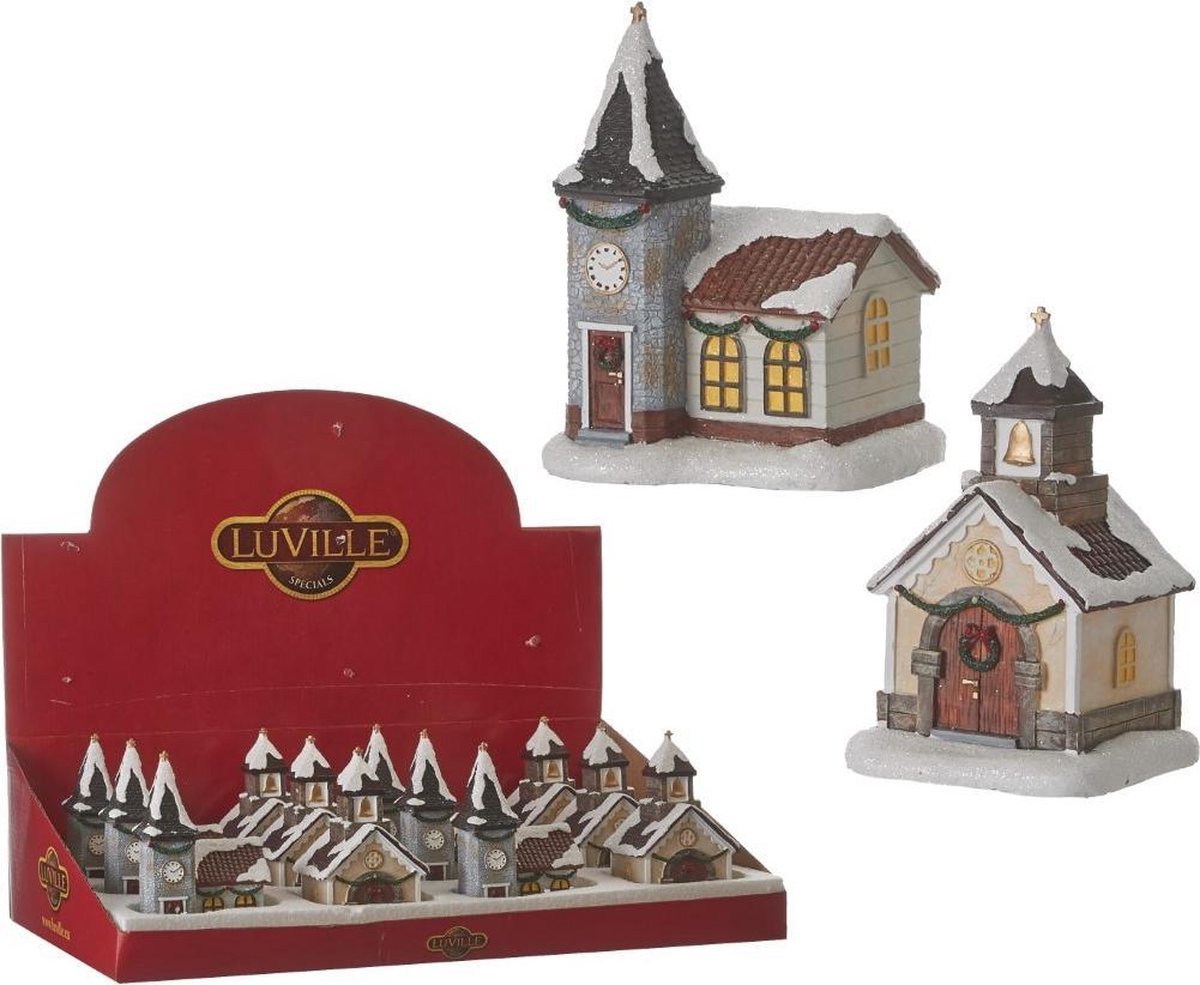 German church 2 assorted l10xb9xh14 cm