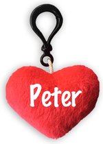 SLEUTELHANGER MET KNUFFELZACHT HART TEKST "PETER"