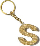 Sleutelhanger - Sleutelhanger kinderen - Sleutelhangers - Sleutelhanger liefde - Sleutelhanger mannen - Sleutelhanger vrouw - Sleutelhanger Letter S - Handgemaakt - Sparkling Gold