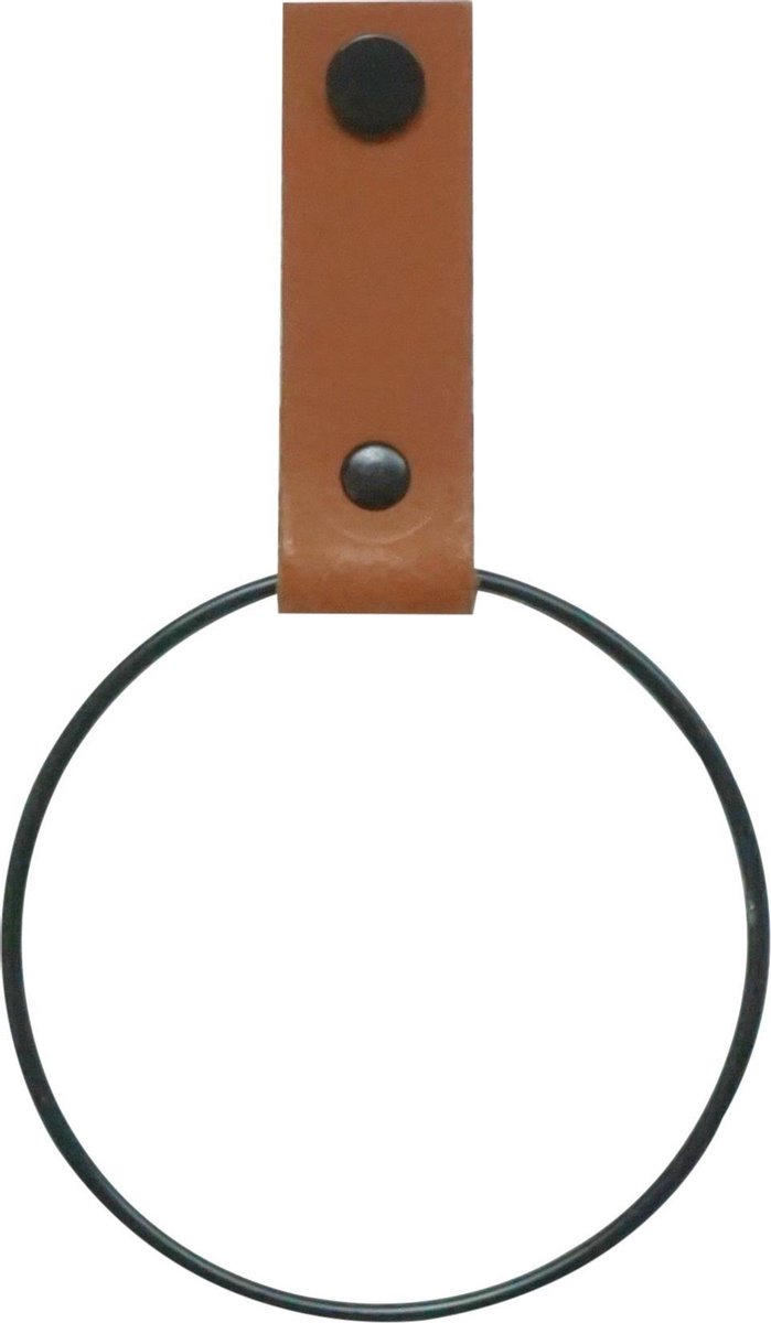 Leren Handdoekring | LICHTBRUIN - maat S (handdoekhanger - handdoekhaakje)