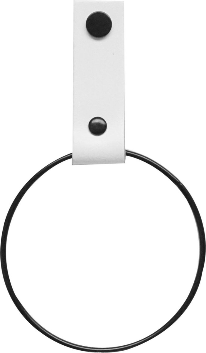 Leren Handdoekring | WIT - maat S (handdoekhanger - handdoekhaakje)