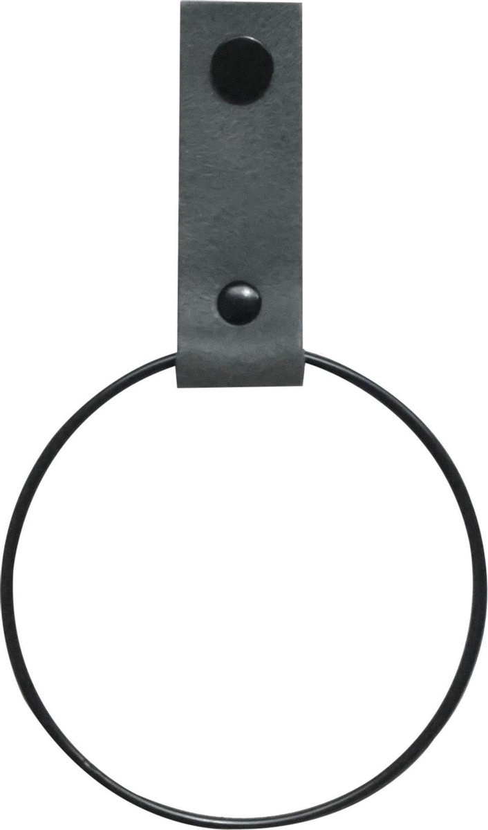 Leren Handdoekring | VINTAGE GREY - maat S (handdoekhanger - handdoekhaakje)