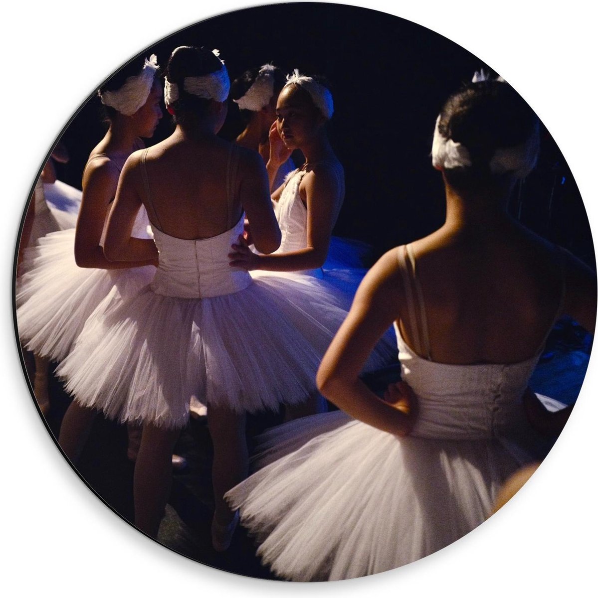 Dibond Wandcirkel - Ballerina's voor Optreden - 30x30cm Foto op Aluminium Wandcirkel (met ophangsysteem)