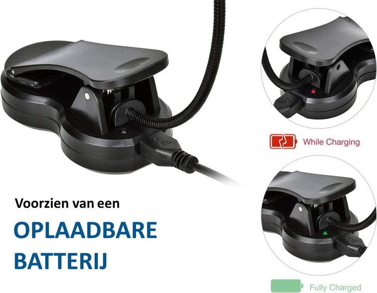 HammerTRADING® - Leeslampje voor boek - Klemlamp - Oplaadbaar - Blauw
