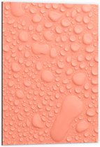 Dibond - Druppels op Roze Achtergrond - 60x90cm Foto op Aluminium (Wanddecoratie van metaal)