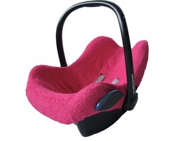Wallabiezzz Badstof autostoelhoes geschikt voor Maxi-Cosi - Hoes voor autostoel groep 0+ - Geschikt voor 3-puntsgordel - Baby Cadeau - Comfortabel - Zacht Badstof - Donkerroze