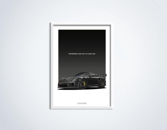Porsche 911 GT2 RS MR Zwart sur Poster - 50 x 70cm - Affiche de voiture Crèche / Chambre / Bureau
