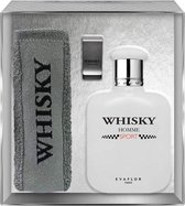 CADEAUTIP, Whisky Sport giftset met handdoek en geldclip. (Frisse sportieve geur)