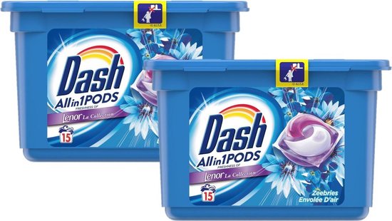 DASH Lenor pods lessive capsules tout en 1 envolée d'air 32 lavages 32  capsules