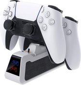 PlayCool Oplaadstation Geschikt voor PS5 DualSense controllers – Incl Beschermhoes en Thumb Grips