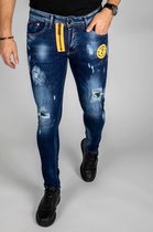 Jeans blauw ICON met oranje rits - Heren kleding - Maat W30