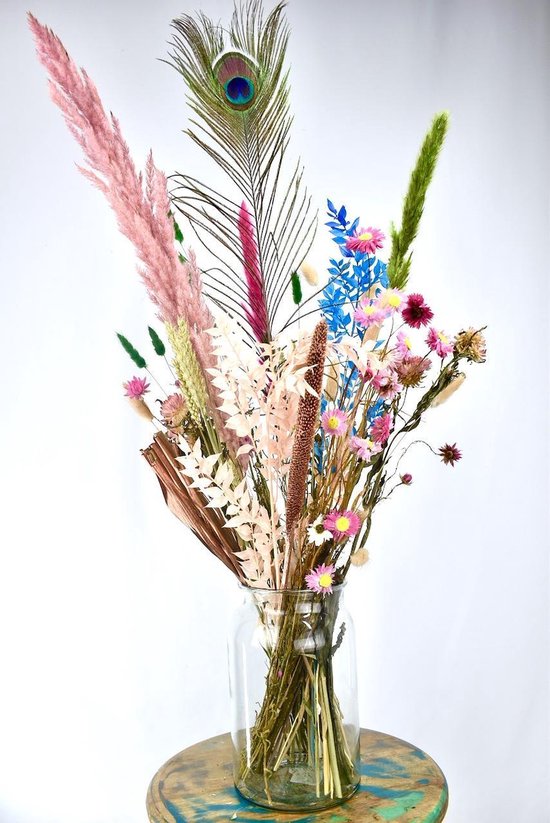 Bouquet de fleurs séchées 70 cm| Bleu saumon| Fleurs séchées | Fleurs séchées