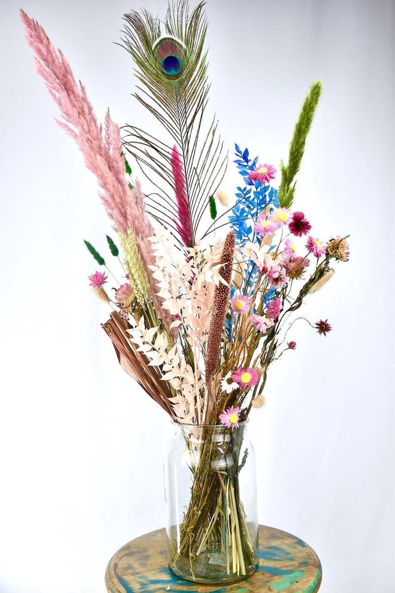 Droogbloemen - boeket 75cm - Full Color