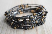 Curly's Beads DIY Pakket - Sieraden maken - Lederen Wikkelarmband - Miyuki Rocailles - Zwart Brons
