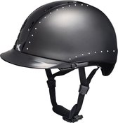 Tara L black matt glossy KED cap met SWAROVSKI kristallen - hoofdomtrek: 57-63 cm