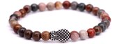 FortunaBeads Piney Ocean Jasper Armband Heren – Rood – Medium 18cm