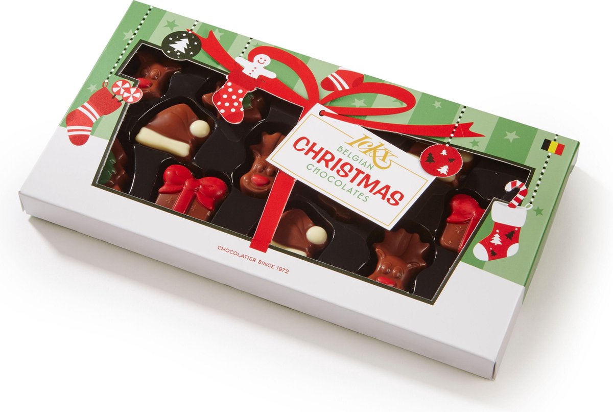 Ickx Belgische Kerst Chocolade Mini Kerstfiguurtjes 15 dozen (1,5KG