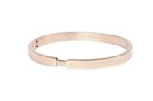 Essential Collectie Sienna | Rosekleurige bangle met kristallen - Subtiele armband van stainless steel - Medium (65x55mm)