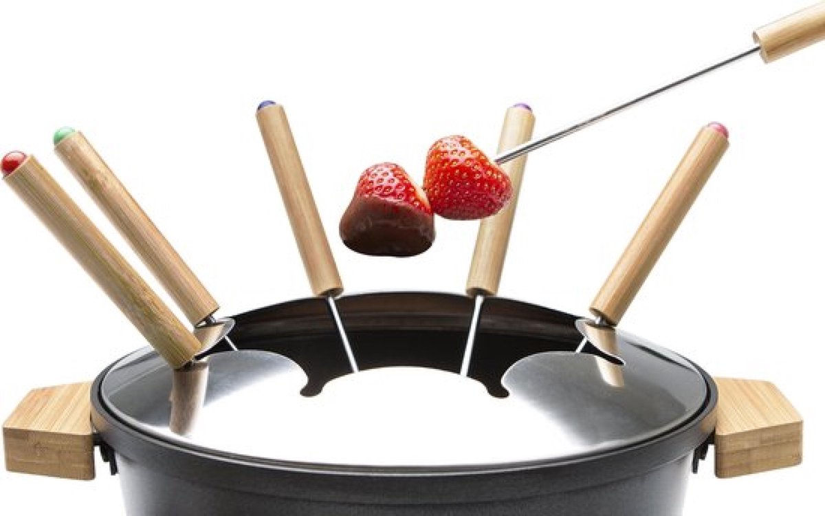 Princess Fonduepan 173025 – Elektrische fondueset - 8 personen - Geschikt voor kaas, olie, chocolade en bouillon - 2 meter snoer - Regelbare thermostaat - Bamboe – 1.5 liter — cadeau in Kookcadeaus - foto 6