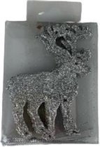 Kersthangers - Rendier met glitters - Zilver - Kunststof - 8 x 2 x 10 cm - Set van 5 hangers