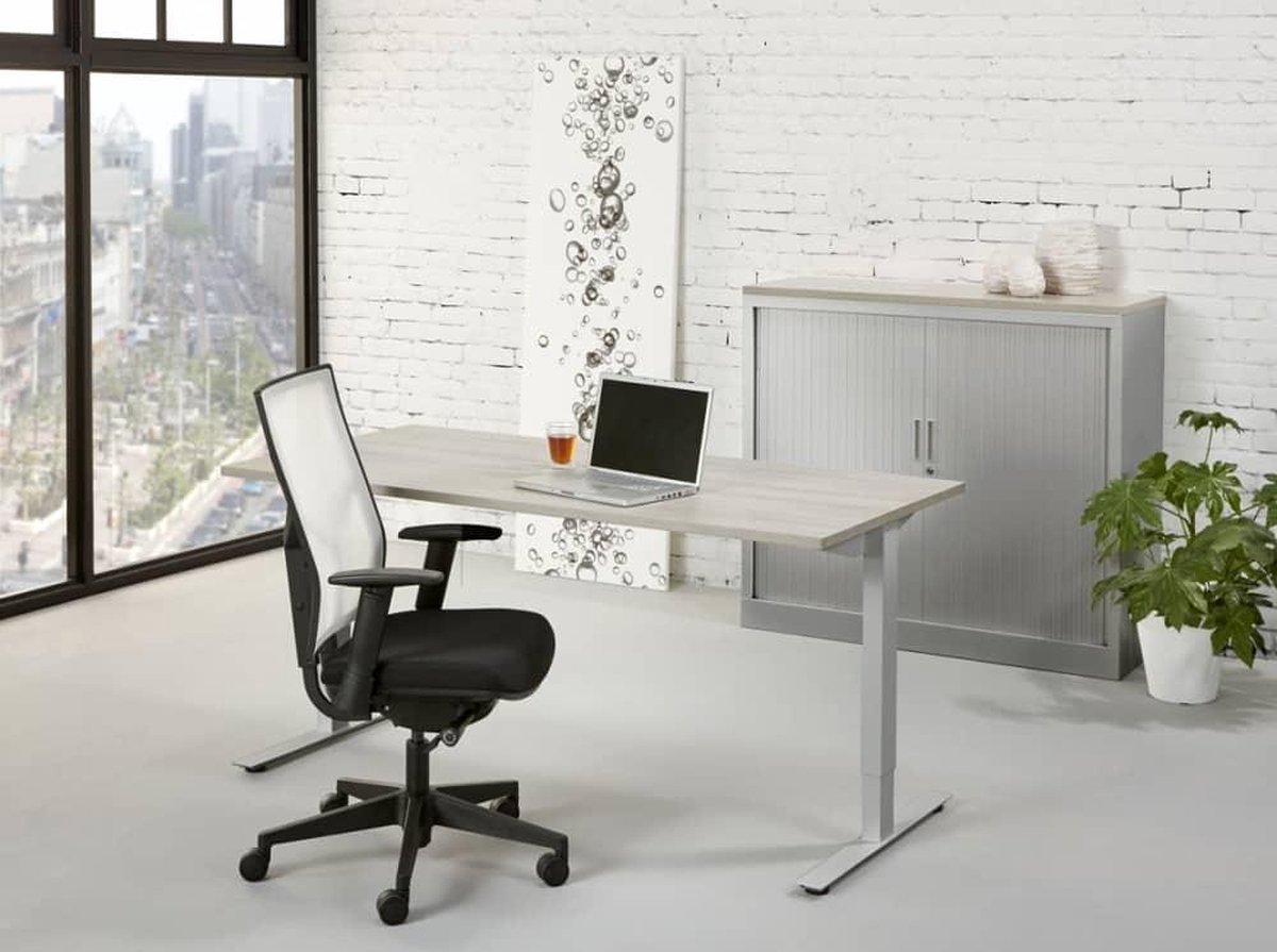 ABC Kantoormeubelen Ergonomisch design t-poot bureau Teez breed 120CM diep 80CM bladkleur Wit framekleur Wit (RAL9010) Wit (RAL9010)/Wit