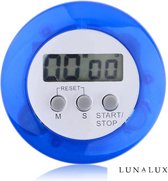 Keukenwekker - Digitale timer voor in de keuken - kookwekker - ronde LCD timer met clip - 1 stuks - blauw - LunaLux Cooking