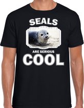 Dieren zeehonden t-shirt zwart heren - seals are serious cool shirt - cadeau t-shirt grijze zeehond/ zeehonden liefhebber XL
