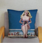Kussenhoes Retro Pin-Up jaren 20 op het strand (500284)