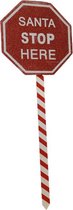 Santa Stop Here decoratie stopbord - Rood / Wit - Hout - l 20 x h 55,5 cm