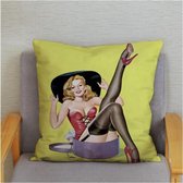 Kussenhoes Retro Pin-Up jaren 20 in hoedendoos (500281)