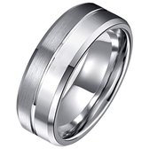 Tom Jaxon wolfraam Ring Groef Mat en Glans Zilverkleurig-22mm