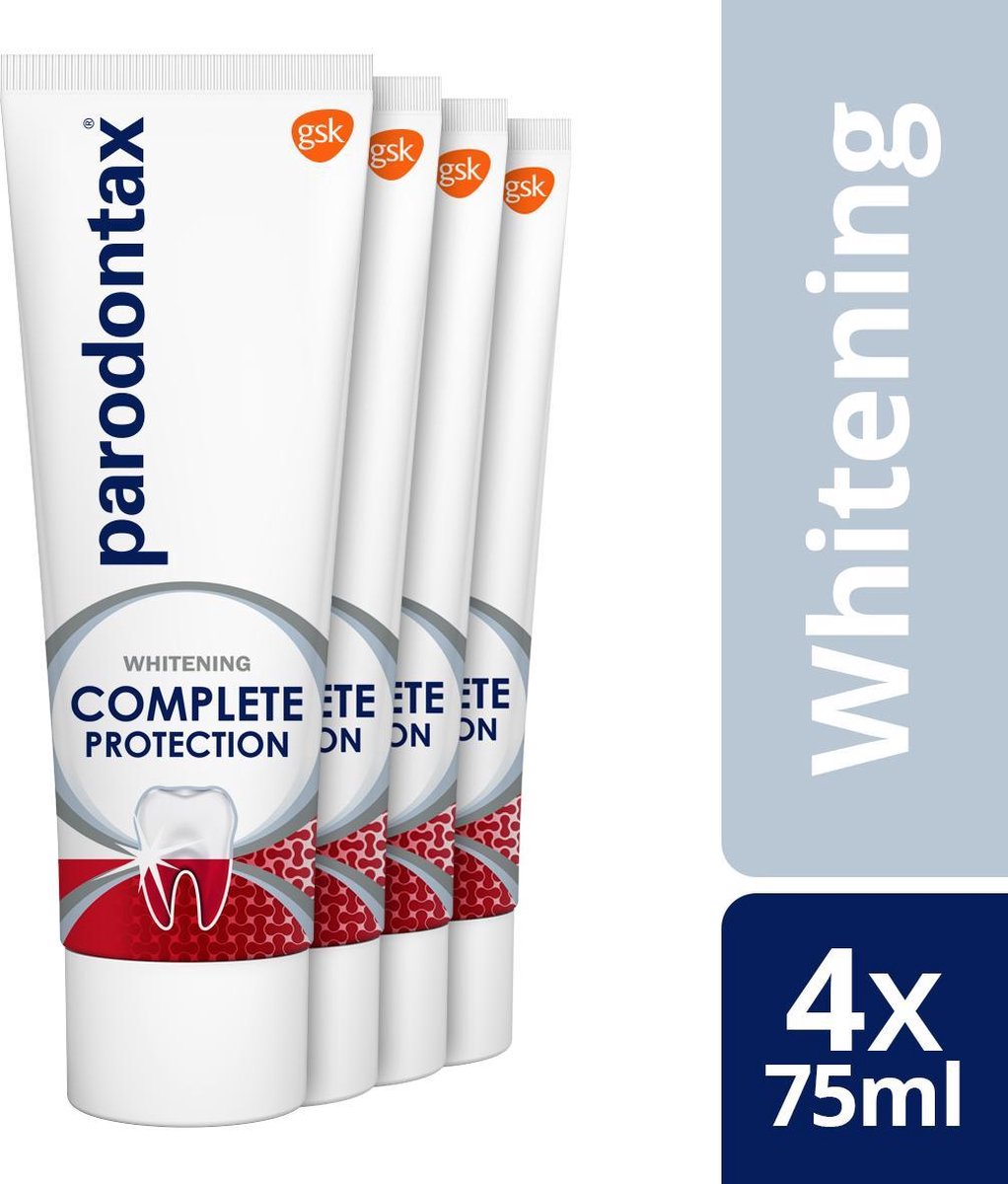 Goedkoopste Parodontax Complete Protection Whitening - Tandpasta - tegen bloedend tandvlees - 4x75 ml