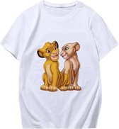 T-Shirt Simba en Nala - XS - Witte T-Shirt - The Lion King T-Shirt - Tekenfilm T-Shirt
