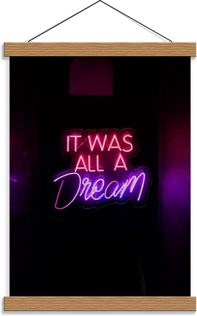 Schoolplaat – 'It Was All A Dream' Lichtgevende Letters - 30x40cm Foto op Textielposter (Wanddecoratie op Schoolplaat)