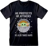 Star Wars : Mandalorian, Protects And Attacks  NEW!! Unisex T-Shirt Zwart