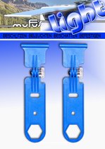 MUFU LIGHT (KLEUR BLAUW) 1 SET VAN 2 OPHANGHAKEN VOOR AAN DE LUIFEL VAN CAMPER, CARAVAN, CAMPERBUS, ETC.