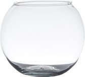Transparante ronde bol vissenkom vaas/vazen van glas 13 x 16 cm - Bloemen/boeketten vaas voor binnen gebruik