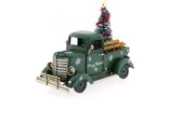 Metalen auto met kerstboom groen ''Pickup'' 17x7x13cm | Kerst | Kerstdorp